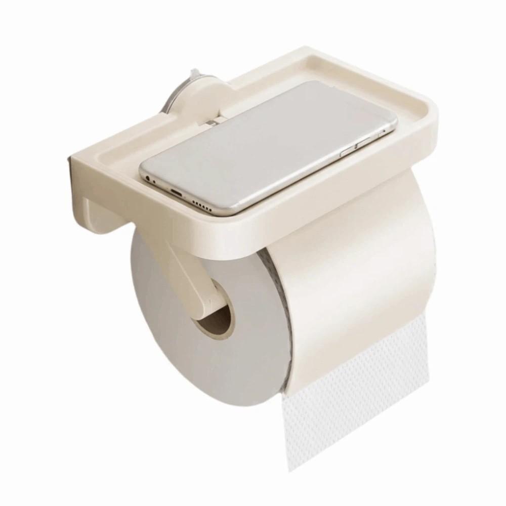 Wall-Mounted Paper Roll Storage Shelf No-Drill Toilet Paper Shelf Sturdy Tissue Rack Washroom
