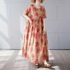 Simple and Fashionable Long Skirt Summer Short Sleeved Round Neck Printed Dress