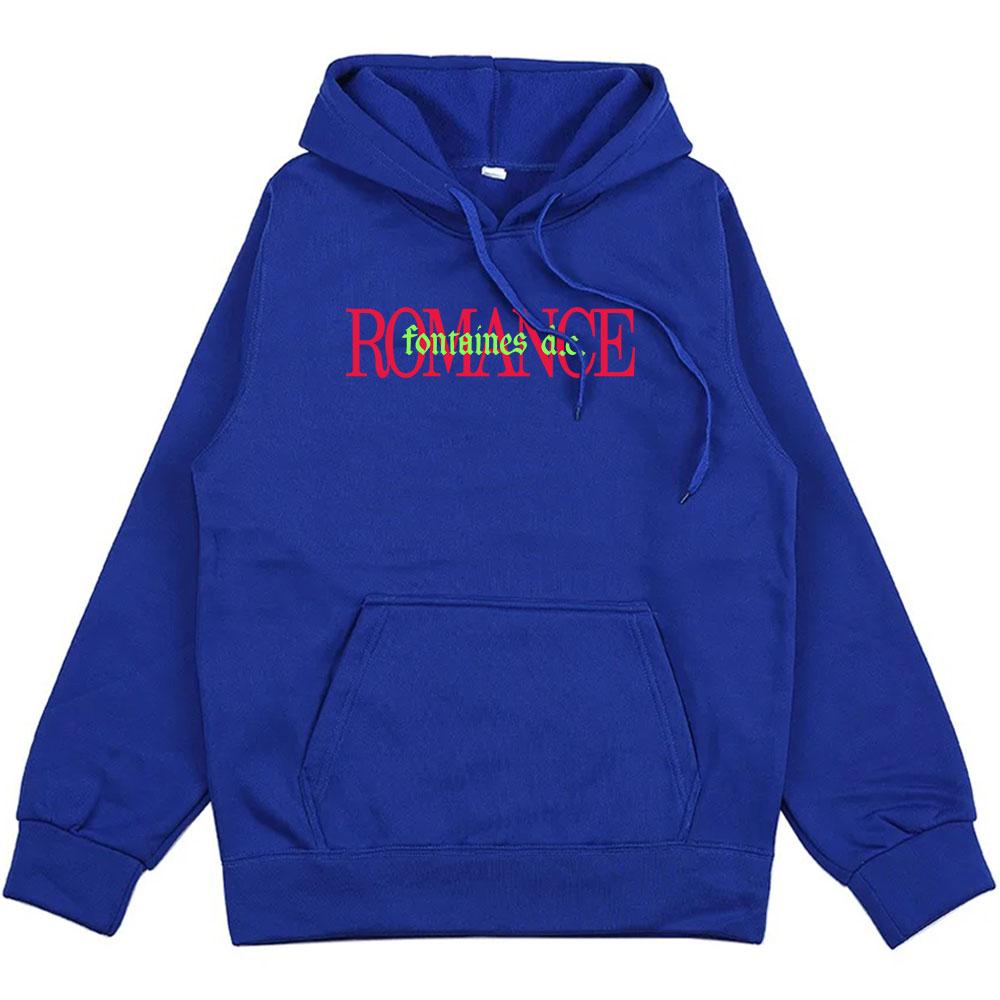 Herrtoppar Fontaines Romance Streetwear Hip Hop Vinter Långärmade Huvtröjor Casual Unisex Moletom Mode Tung Huvtröja