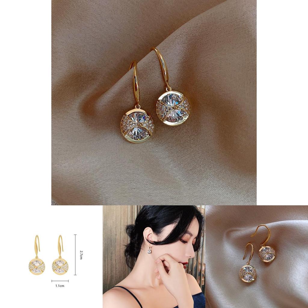 Silver Earrings Round Alloy Water Rhinestone Fashion Jewelry For Women