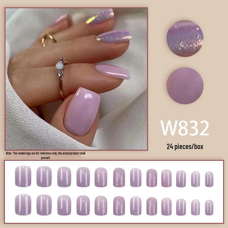 

Патчи для ногтей с фиолетовым глиттером таро - 24 съемных штуки, стиль INS