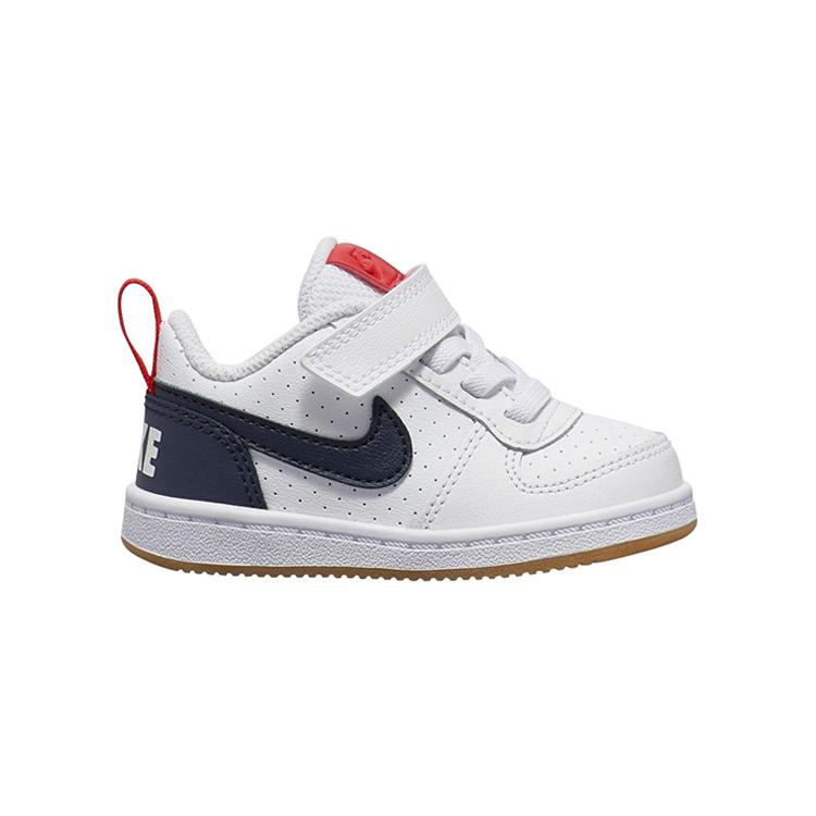 Nike Court Borough Low top Skateboard Shoes White Blue Red Infant And Toddler 870029-105