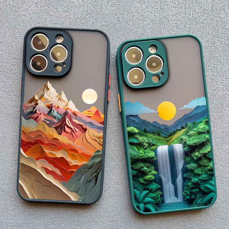 Printing Mountains Rivers Flowing Water Phone Case For IPhone 16 15 14 Pro Max Plus 13 12 Mini 11 Pro Max X XR XS 8 7 SE2 Covers