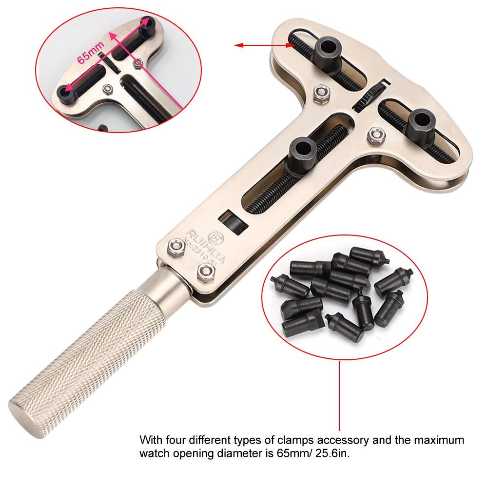 Metal Three Jaw Watch Back Case Opener Cover Remover Wristwatch Repairing Tool with Accessory