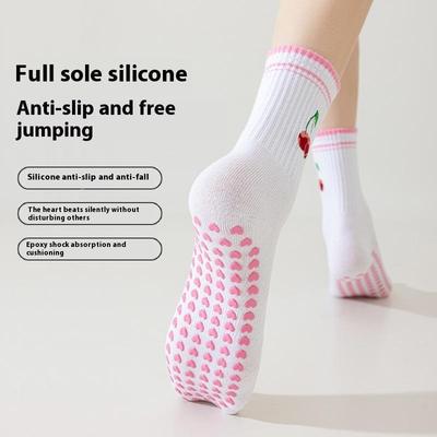 Cotton Breathable Mid-Calf Yoga Socks Anti-Slip Sports Socks Pilates Socks Dance Fitness Training Socks