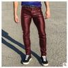 Men's Plus Size Punk Leather Pants - Trendy Low Waist Elastic Fit