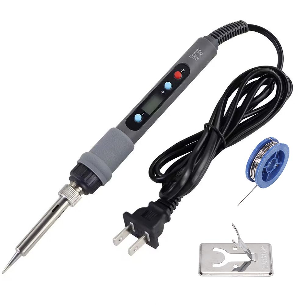 80W Soldering Iron LCD Digital Display Temperature Adjustable 220V EU Electric Solder Iron Set Welding Rework Station Repair Kit