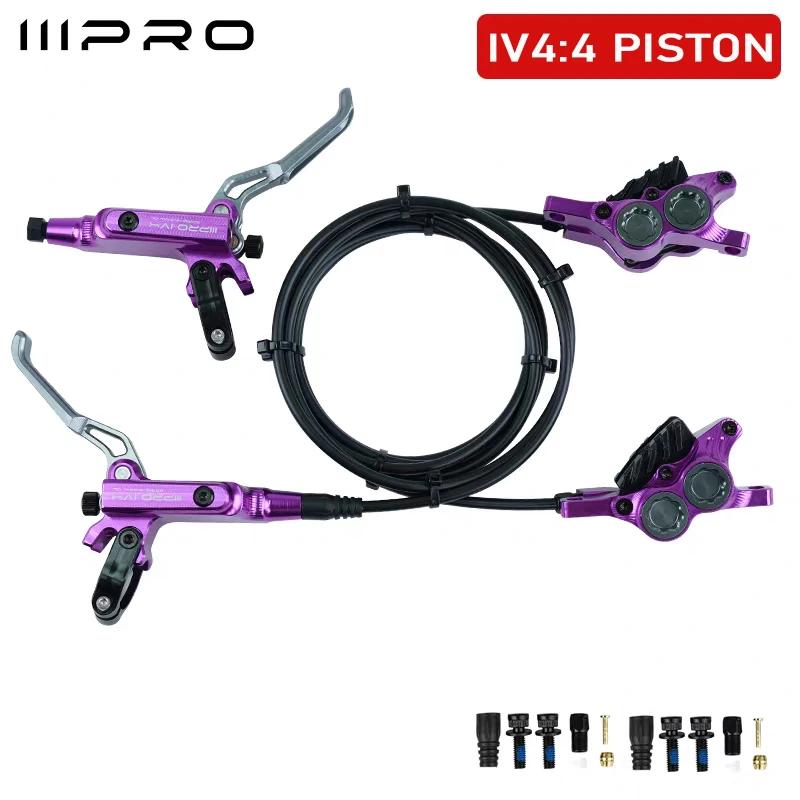 IIIPRO IV4 Bicycle Hydraulic Brakes Set 4 Piston Bike Hydraulic Disc Brake Set 160mm Road MTB Oil Pressure Brake Disc