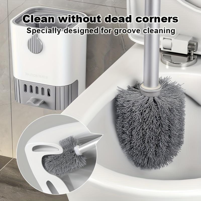 Toilet Brush with Holder Set, Wall Mounted Long Handle Toilet Cleaning Brush with Holder, Flexible Toilet Bowl Cleaning Brush Bathroom Cleaning Brush