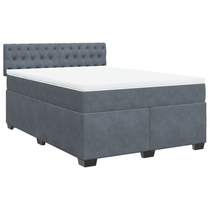 Maison Exclusive - Sommier à lattes de lit et matelas Gris foncé 160x200cm Velours