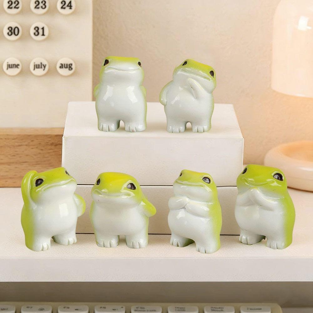 6pcs Cute Small Charms Resin Charms Handmade DIY Animal Pendant Funny Miniature Frog Figurines Jewelry Making