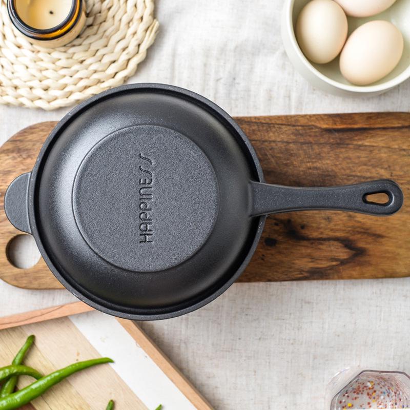 18cm Cast Iron Dual-Use Rust-Proof Enamel Pot/Frying Pan - Small Soup Pot