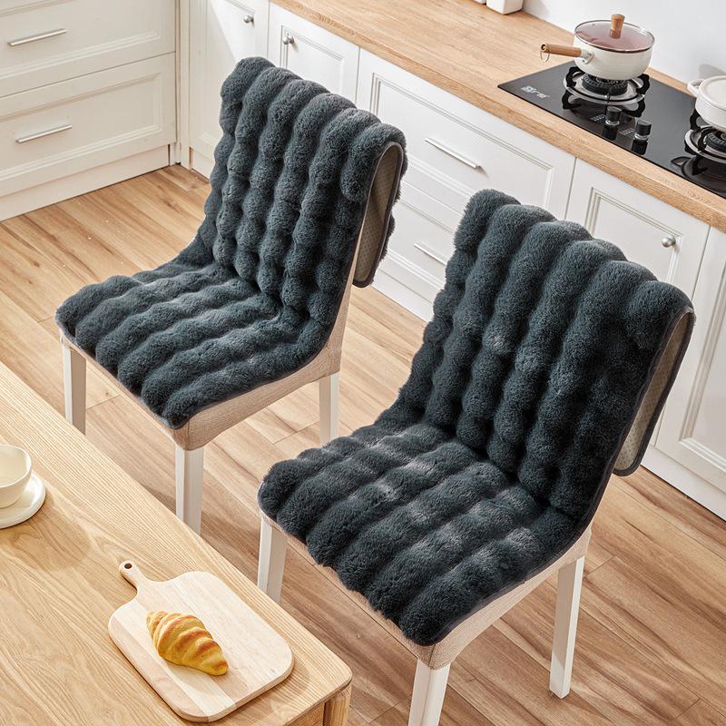 Winter Plush Non-Slip Thick Chair Cushion with Integrated Backrest for Living Room, Dining, and Office