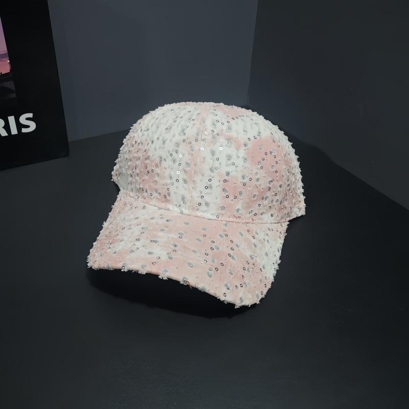 Spring and summer new fashion niche sequins old hole design baseball cap outdoor street racket travel sunshade sunscreen cap