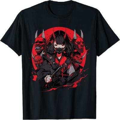 Anime Dívka Gotická Waifu Japonská Kawaii Otaku Maska Oni Tričko2