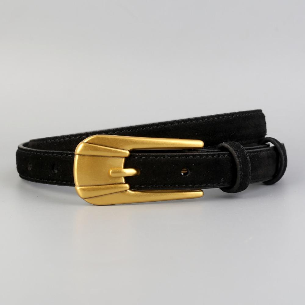 Pure Color Cowboy Belt Suede Leather Decorative Belt New Slim Waist Belt  for Women Skirt Jeans