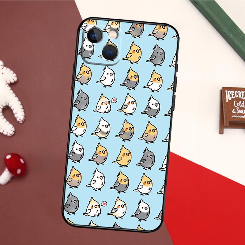 Cartoon Cockatiel Collage Case For iPhone 13 Pro Max 16 15 11 12 14 17 Pro Max mini 15 16 Plus 16e 17 Air Back Cover