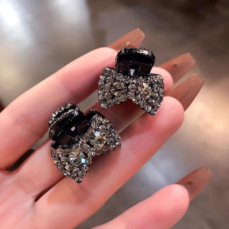 Exquisite Rhinestone Bow Mini Claw Clip for Women