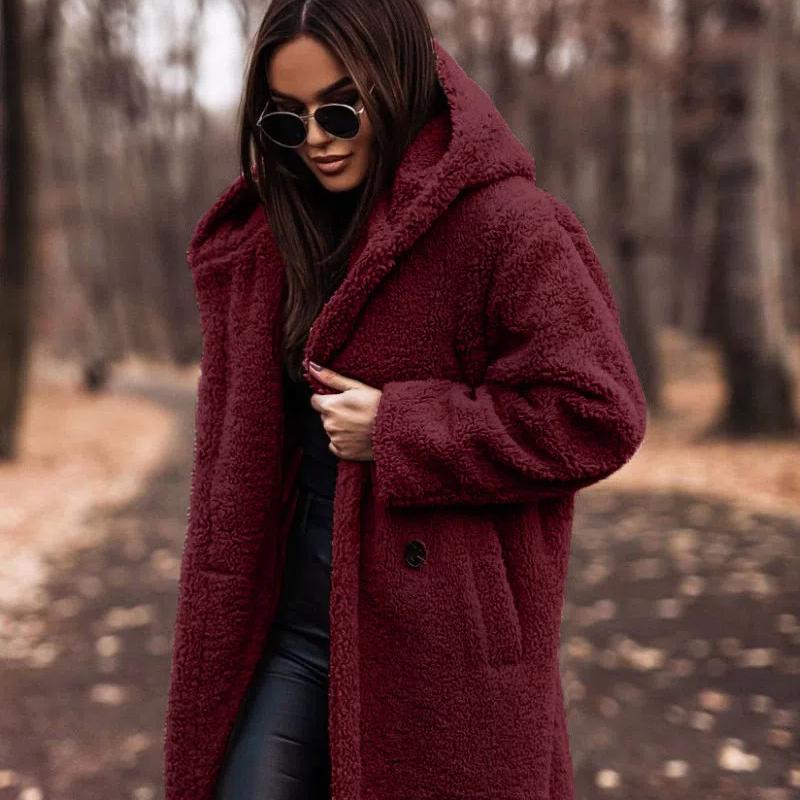 2026 Autumn Winter Women's Long Wool Coat - Fashionable Solid Color Mid-Length Long Sleeve Overcoat