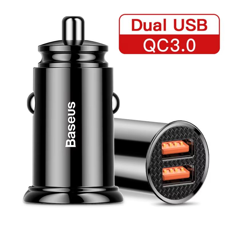 Baseus Car Charger 5A Fast Charging Cigarette Lighter, One To Two 30W Dual Port USB Car Charger Head