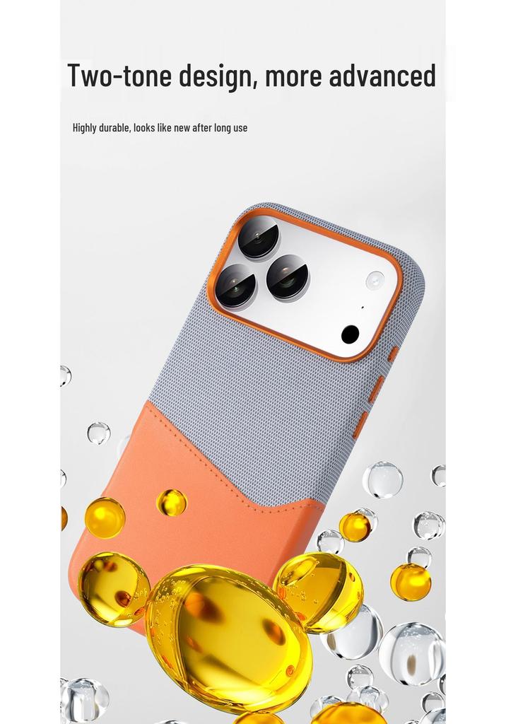 iPhone 17 Pro Max Leather Magnetic Anti-Fall Case with Color Splicing