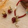 S925 Needle Women's New Chinese National Fashion Red Agate Gourd Necklace Earring Set Feels Different Exquisite