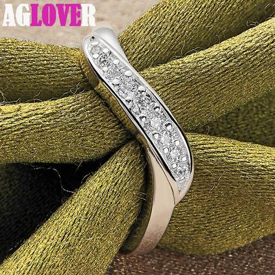 925 Sterling Silver Twisted AAA Zircon Ring Jewelry