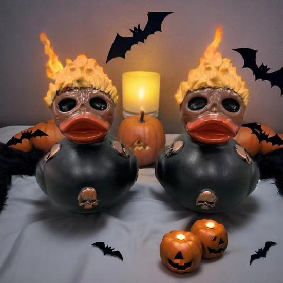 Halloween Flamme And Statue Gotisk Hodeskalle And Figur Resin Skulptur Høytidsfest Skrivebordsdekorasjon Ornament