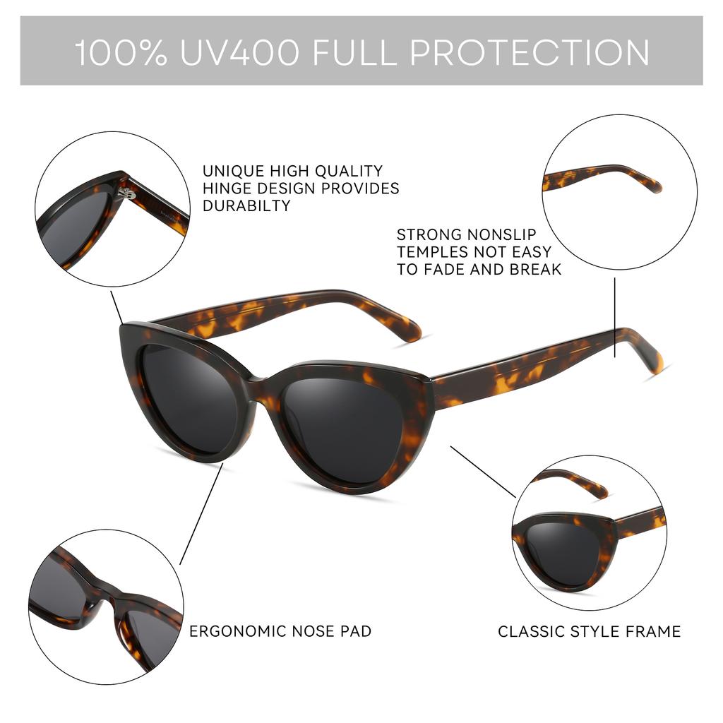 Fashion Cateye Prescription Sunglasses Women Handmade Acetate Myopia/Progressive Sun Glasses Polarized Optical Shade