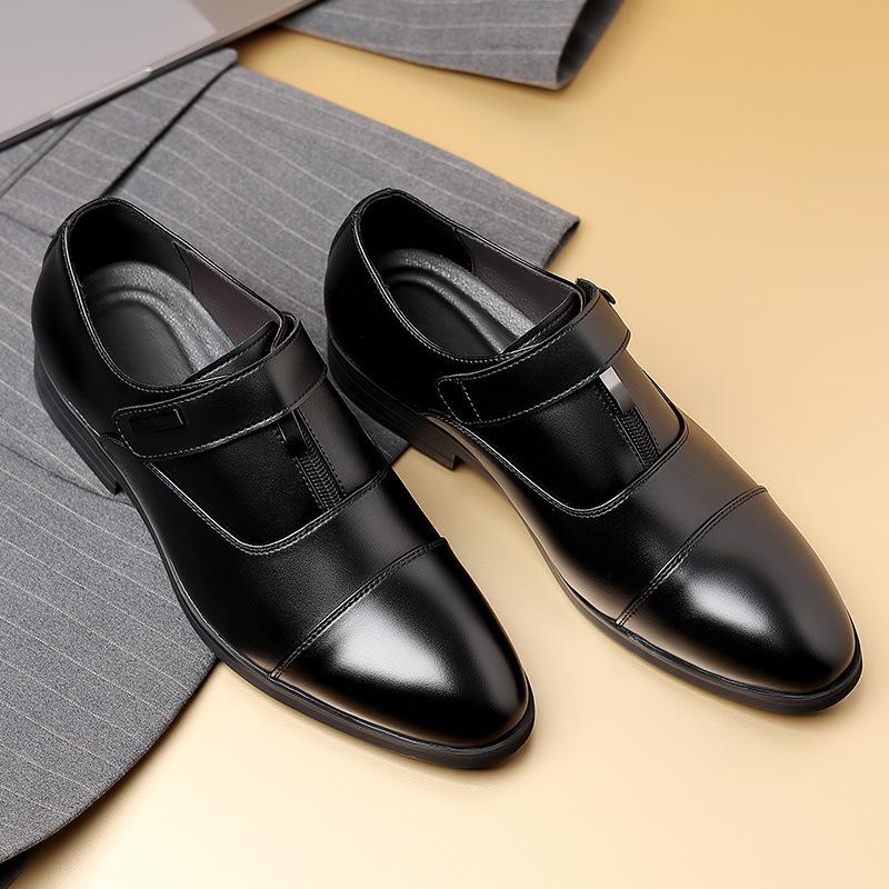 New Men's Leather Shoes British Trend Korean Version Leather Edge Buckle Foot Breathable Fashion Business Casual Shoes Cowhide Shoes