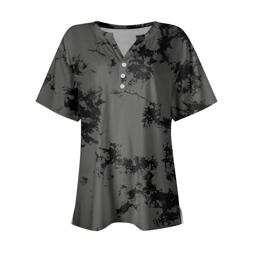 Women’s Casual Short Sleeve Floral Print Top with Button Front Loose Fit Summer Blouse Soft Lightweight Material for Daily Wear