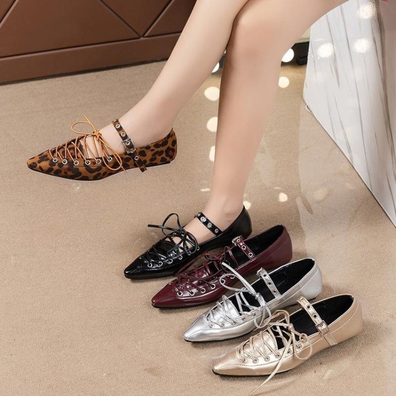 Fashion Autumn Women Flats Shoes Lace Up Fashion Pointed Toe Designer Loafers Dress 2025 New Trend Sneakers Women Zapatillas De Mujer