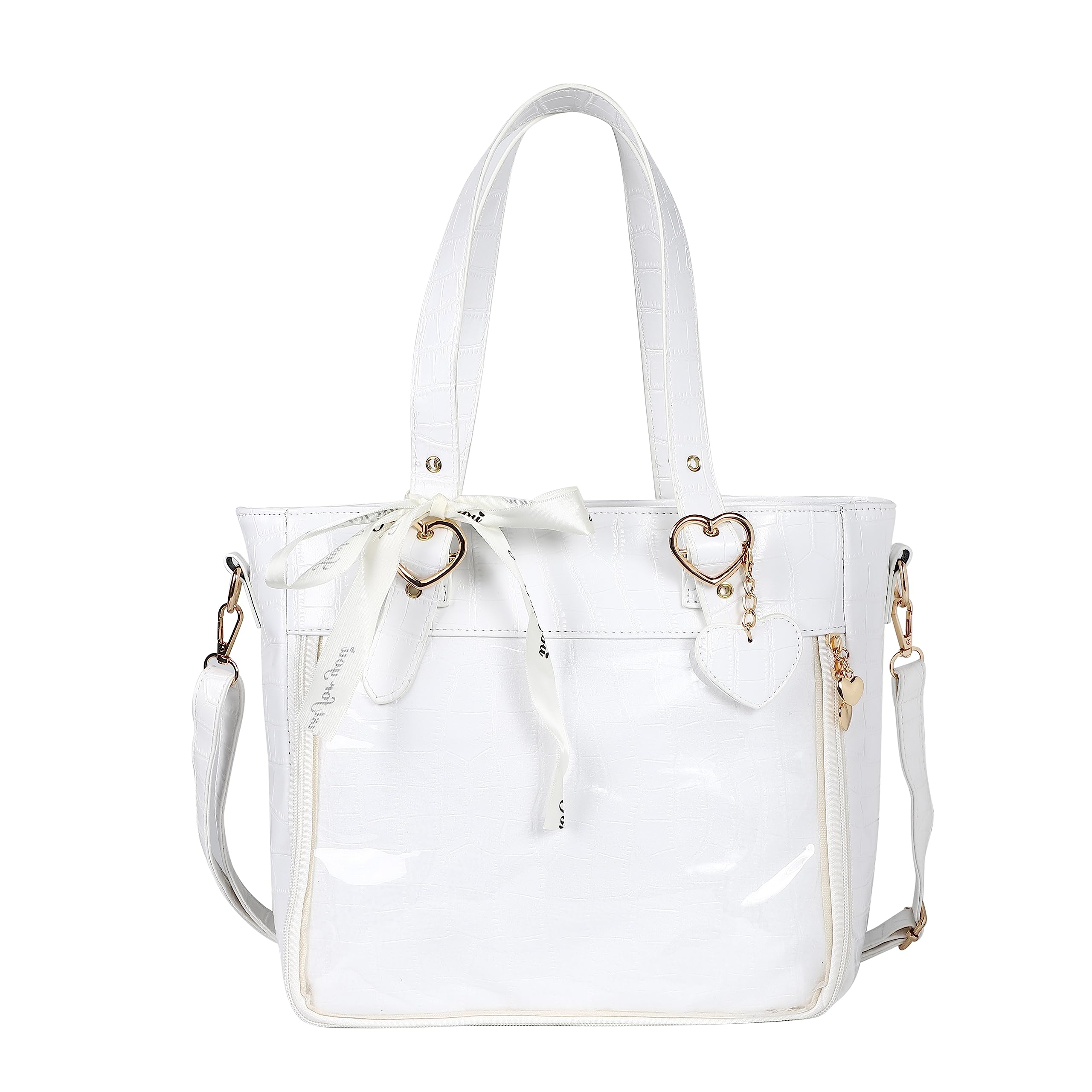 

Harujio Ita Tote Shoulder Cute Crocodile Ita Bag Bag, 2-Way Bag, Handbag, Bag, Pattern, Black, White, Red, (White) білий