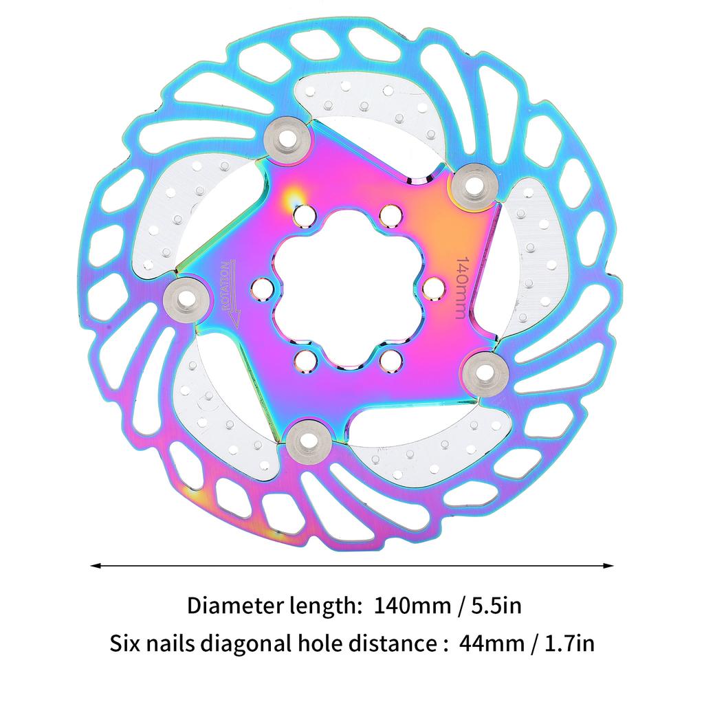 Mountain Bike Plated Cooling Disc Brake Rotor 6 Nails Cycling Accessories(140mm 5.5in )