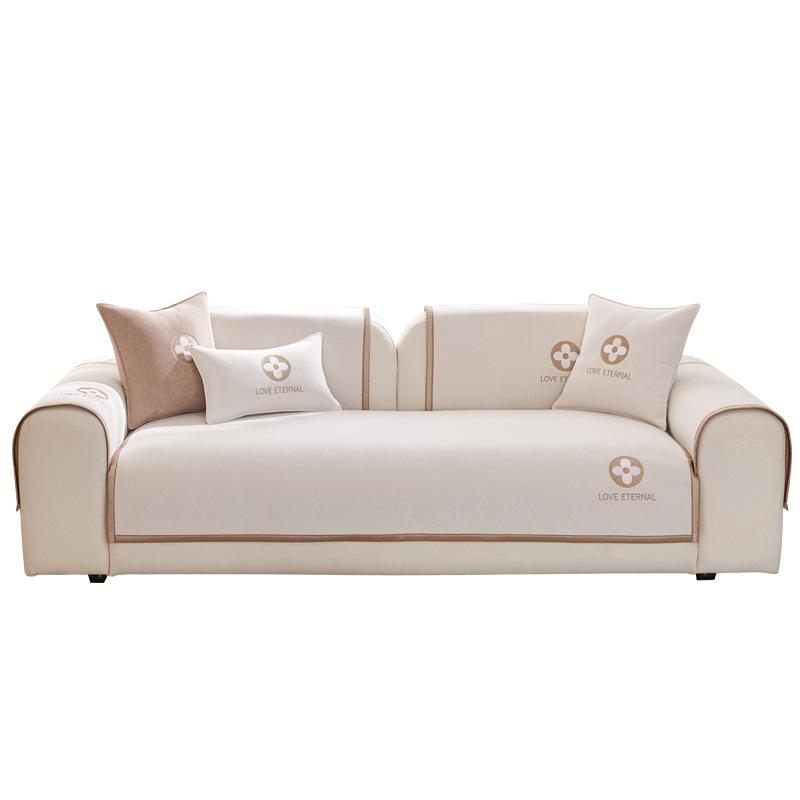 Baby Velvet Embroidered Sofa Cushion  New Four-Season Universal Non-Slip Seat Cushion Straight Row Sofa Armrest Cover