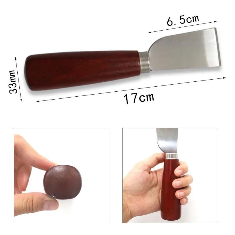 DIY Lederhandwerk-Werkzeug Holzgriff Edelstahl Leder Schneidemesser Leder Schaufelmesser für die Lederbearbeitung