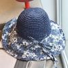 Pastoral style smudged big eaves holiday style sun hat spring and summer hollow crochet top seaside sun protection straw hat woman