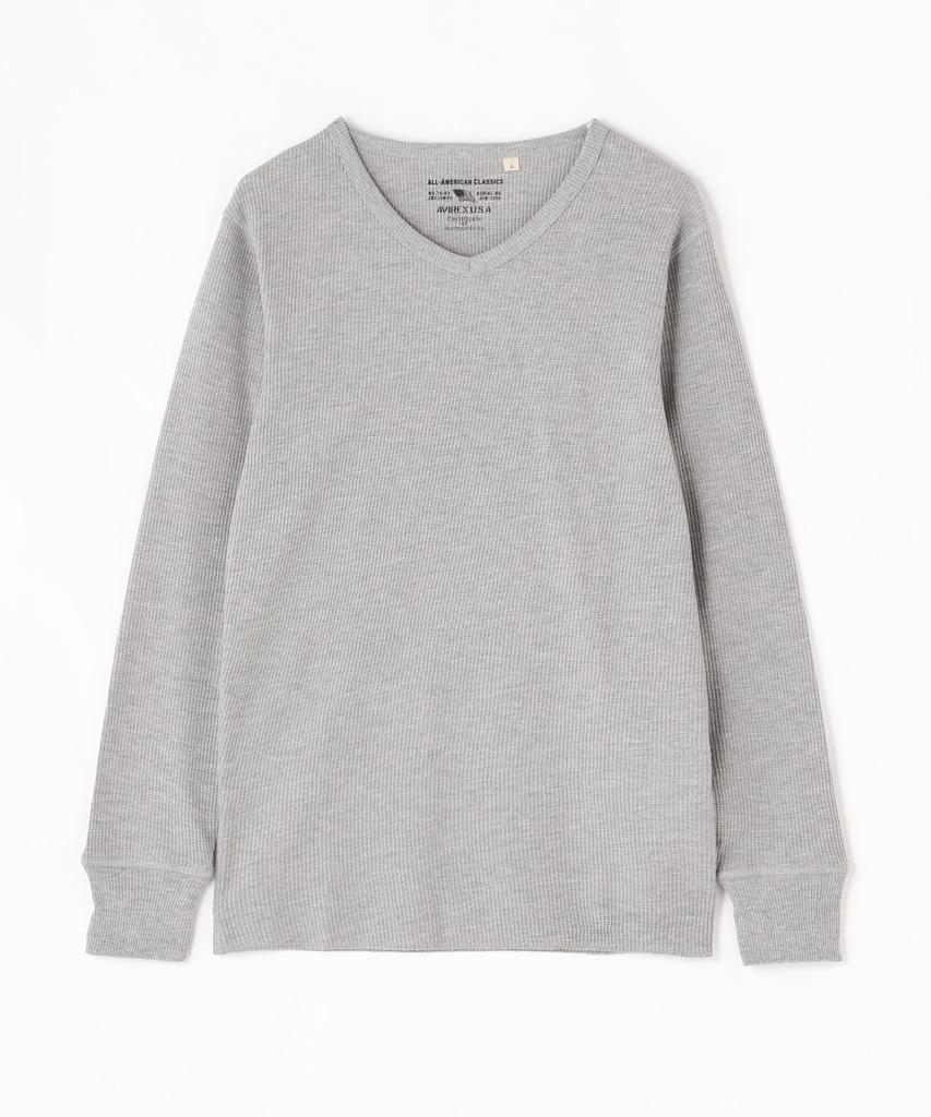 AVIREX DAILY L/S THERMAL V-NECK T-SHIRT Men's S 020 Gray 783-3930008