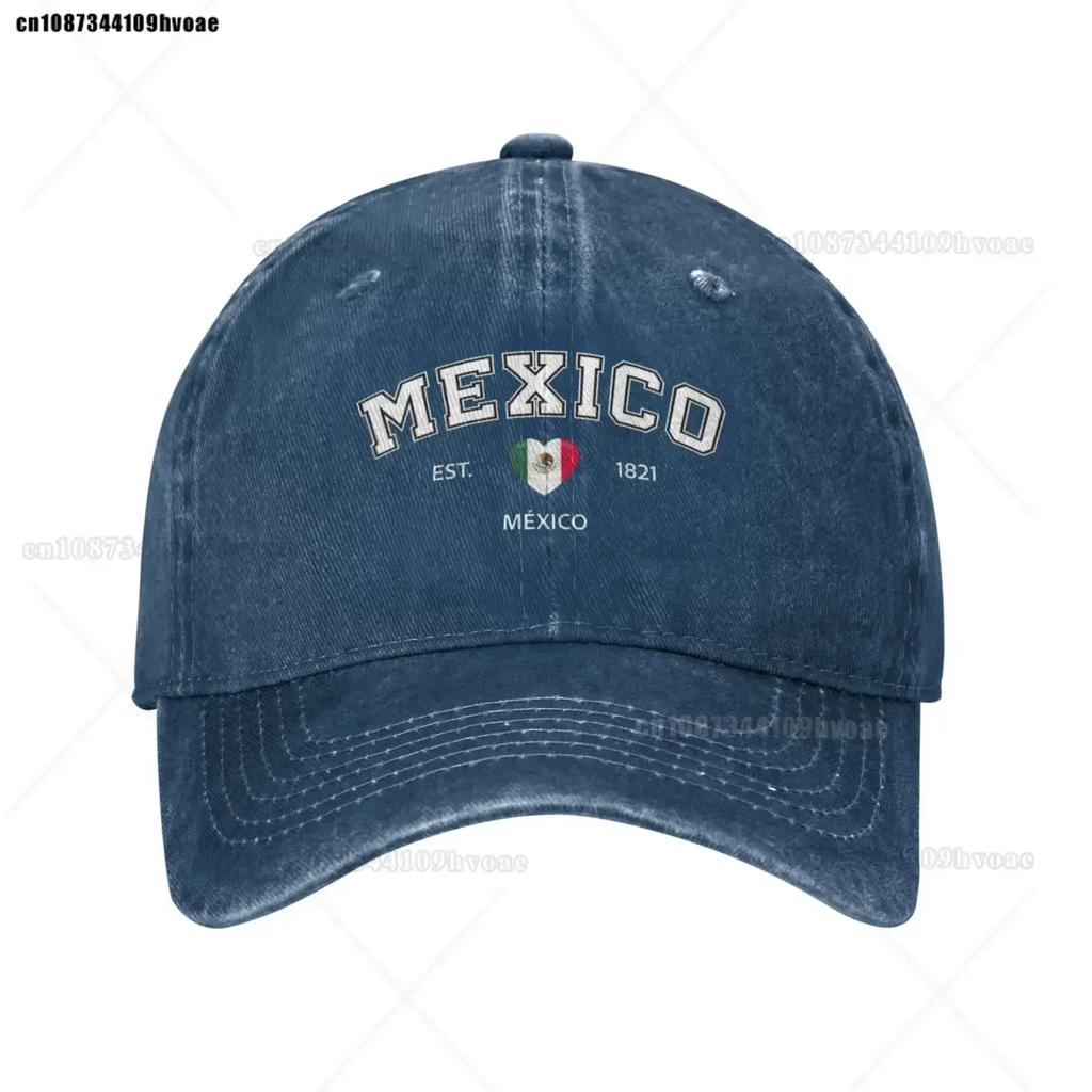Mexico Flag Caps EST Retro Cowboy Washed Baseball Caps Female Sport Denim Sunscreen Hats Spring Summer Cap Men Trucker Cap