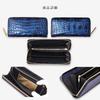 CLW Crocodile Leather Works Crocodile Zip-Around Long Wallet in Midnight Blue. Made in Japan. Blue Pearl. Men's Long Wallet. Brand Name. Gift. (Gold