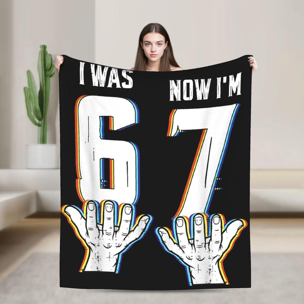 Six Seven 67 Steal A Brainrot Meme Flannel Blanket Warm Throw Blanket for Bedroom Decorative Novelty Bedspread Sofa Bed Cover