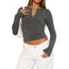 Top da Donna Y2K Sottile alla Moda con Righe a Coste Filettate, Bottoni, Maniche Lunghe, per Primavera e Autunno
