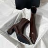 Autumn Winter Fashion Thick Heel Slim Ankle Boot Women Pointed Toe Zipper Shoes Mordern Short Booties  De Mujer