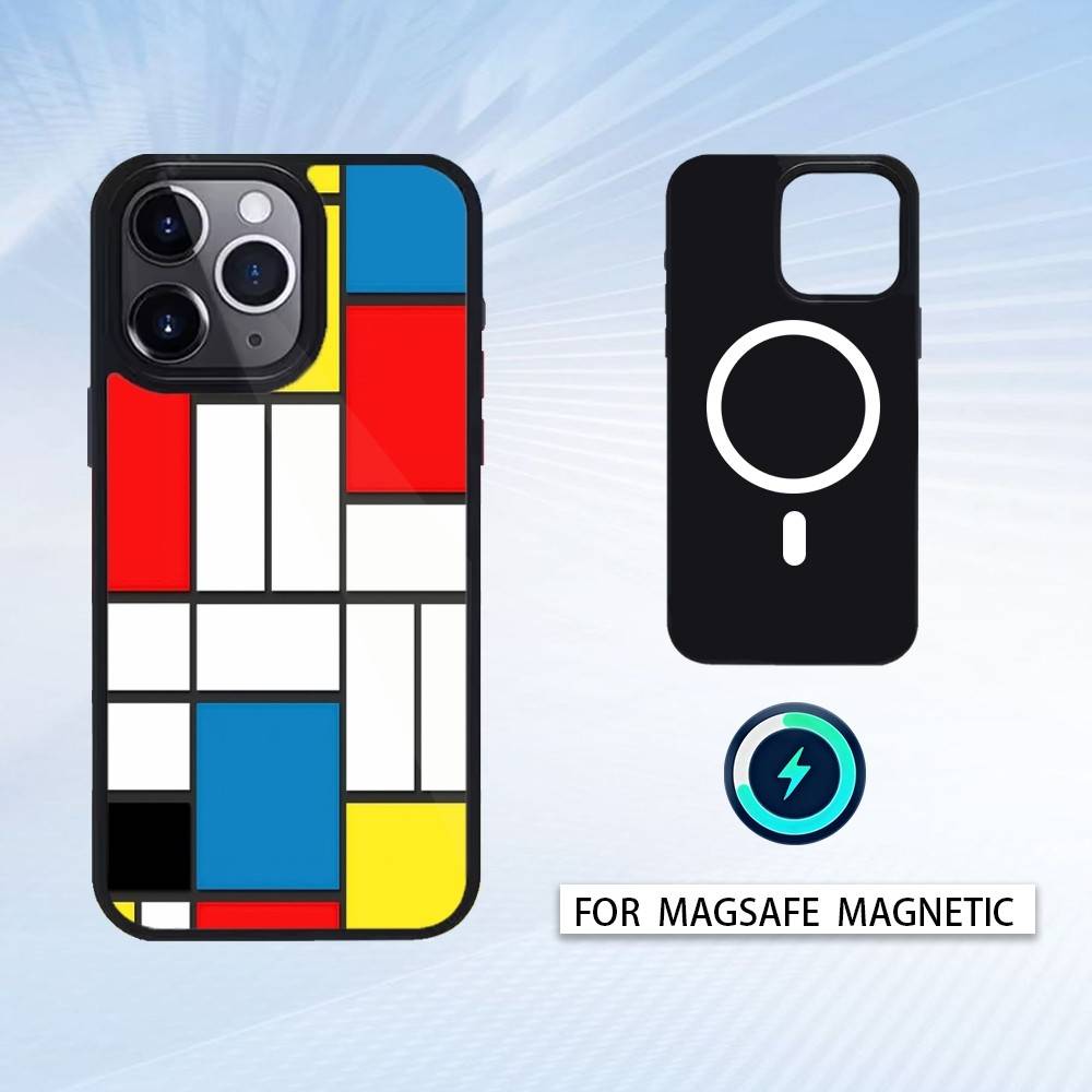 

Abstract Piet Mondrian Pattern Phone Case For iPhone17,16,15,14,13,12,11 Plus,Pro Max Magnetic For Magsafe Wireless Charging iPhone17