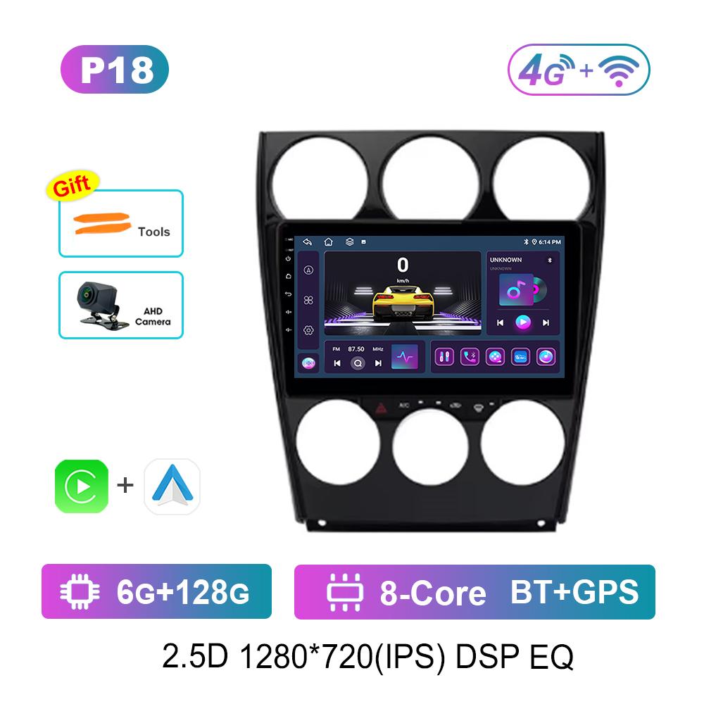 Navigație GPS pentru Mazda 6 2004 - 2015 Radio Auto Player Multimedia Sistem de Operare Android DSP Stereo WiFi Carplay Ecran QLED 4G Instrumente Auto