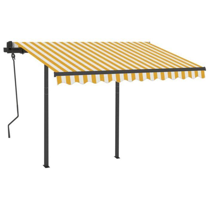 VidaXL Auvent Rétractable Automatique avec Poteaux Auvent de Terrasse Store de Balcon Jardin Extérieur Ombrage des Fenêtres 3070128