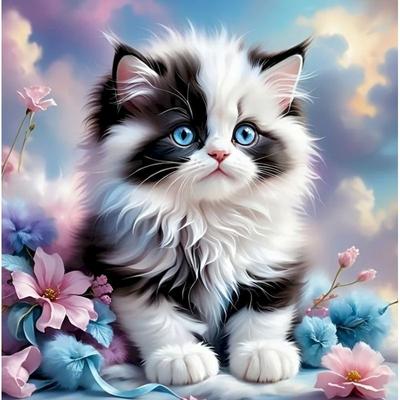 Diamond Embroidery Animal Cat Full Round Drill Mosaic Flower Art Pictures Of Rhinestones Complete Kit Decorative Paintin