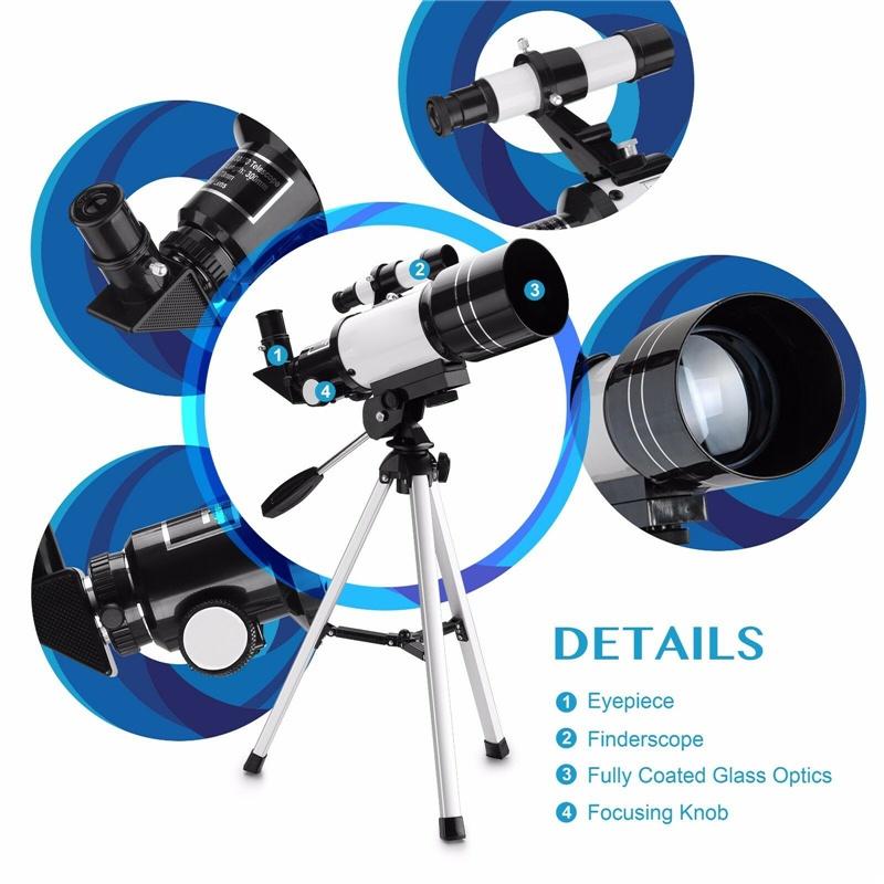 150X Refractive Space Telescope Outdoor Travel Professional Astronomical Telescope Monocular Spotting Scope w/ Tripod