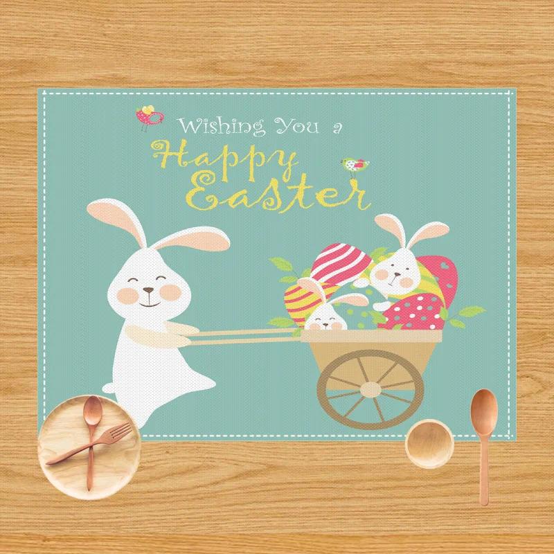 1PC Cartoon Rabbit Placemat Dining Table Decor Linen Tableware Coaster Kitchen Pads Accessories For Kids Birthday Party Easter