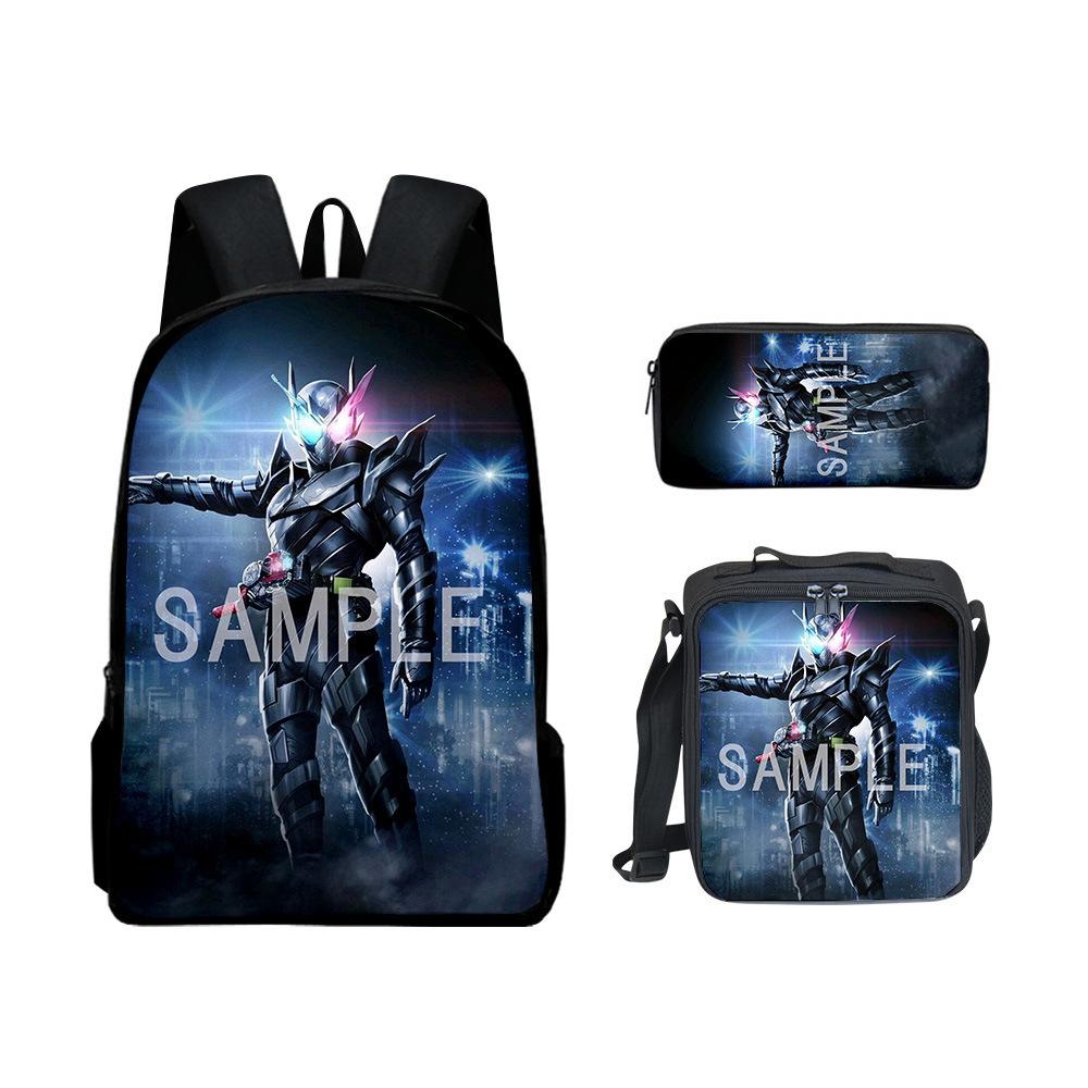 Classic Popular Novelty Funny Kamen Rider 3D Print 3pcs/Set pupil School Bags Laptop Daypack Backpack Lunch bag Pencil Case